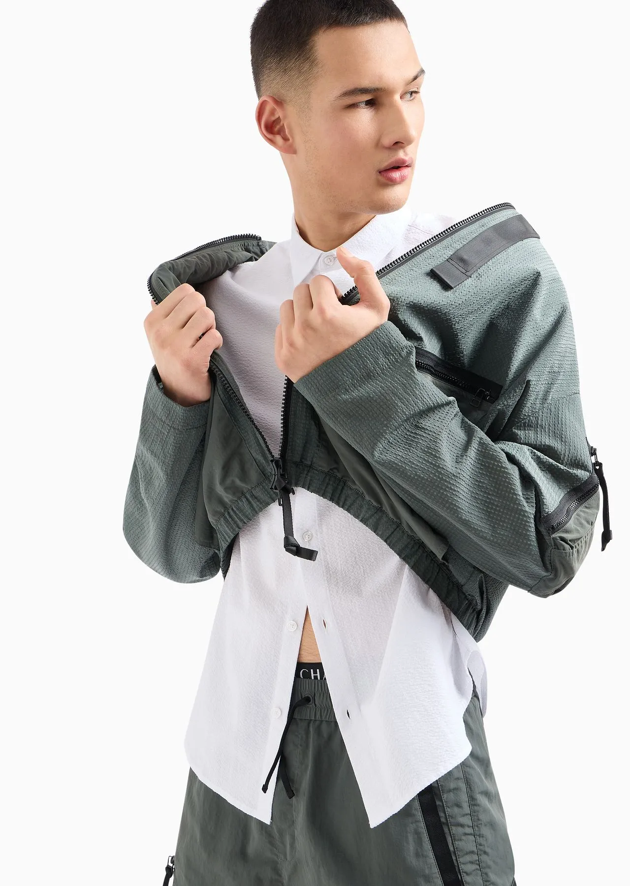 AX – CAMICIA REGULAR FIT A MANICHE CORTE IN POPELINE DI COTONE