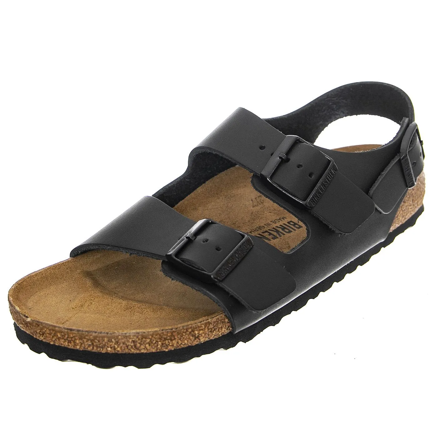 Birkenstock Milano Black Natural Leather - Sandali Uomo / Donna Neri    