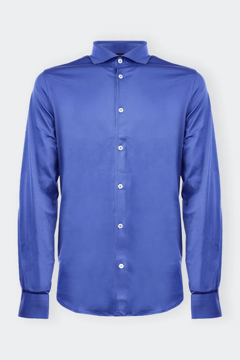 CAMICIA IN FILO DI SCOZIA BLU MARINE