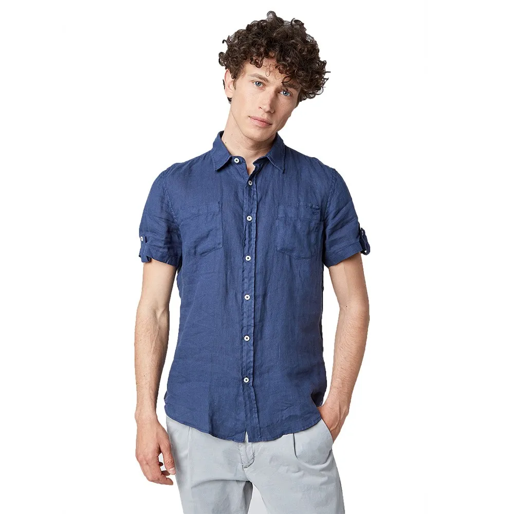 Camicia Uomo Gas in Lino Dab 8 Colori Bianco e Blu - 140227101021