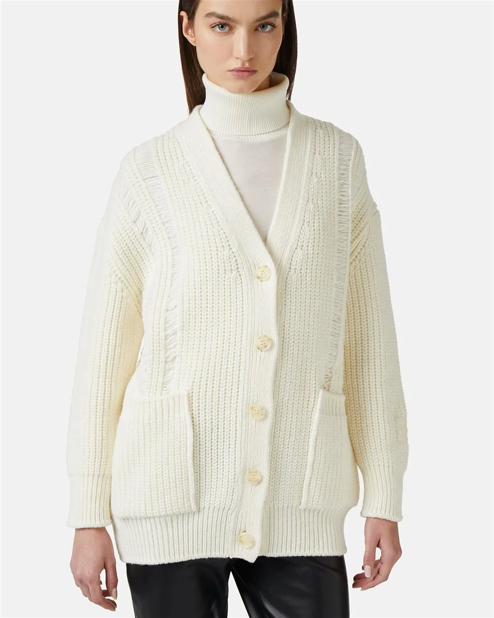 Cardigan in lana con logo