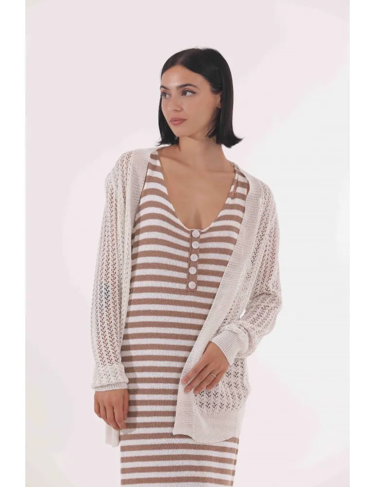 CARDIGAN LUNGO TRAFORATO LUREX