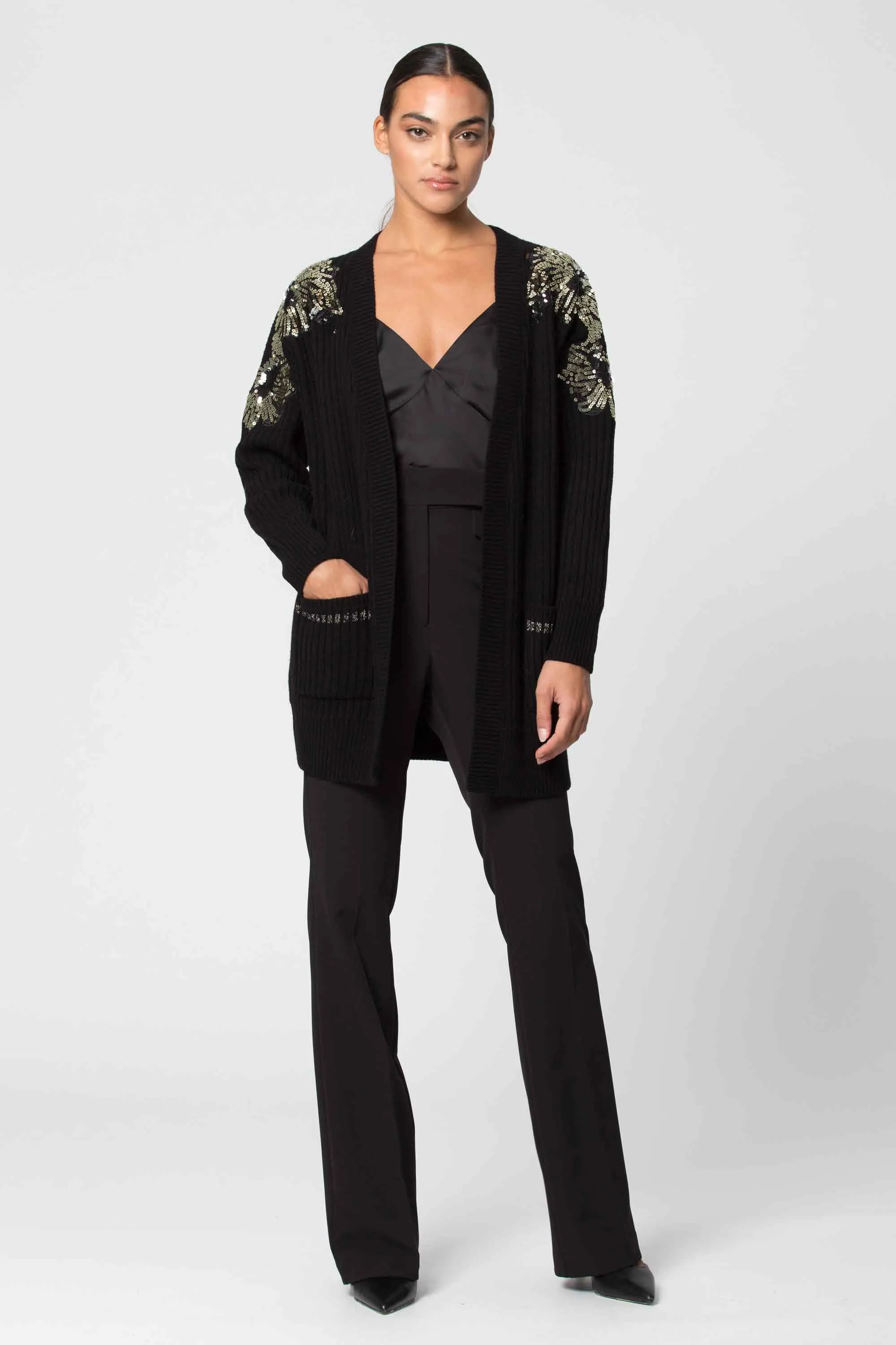 Cardigan Sweater with Applications Kocca / Black