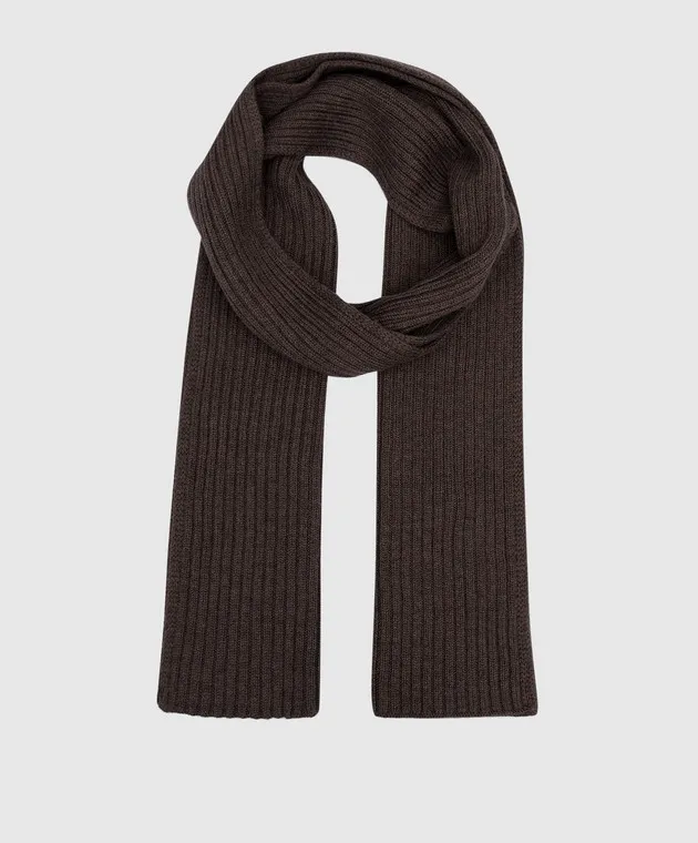 D'Uomo Milano Sciarpa marrone con cicatrice in lana merino 103