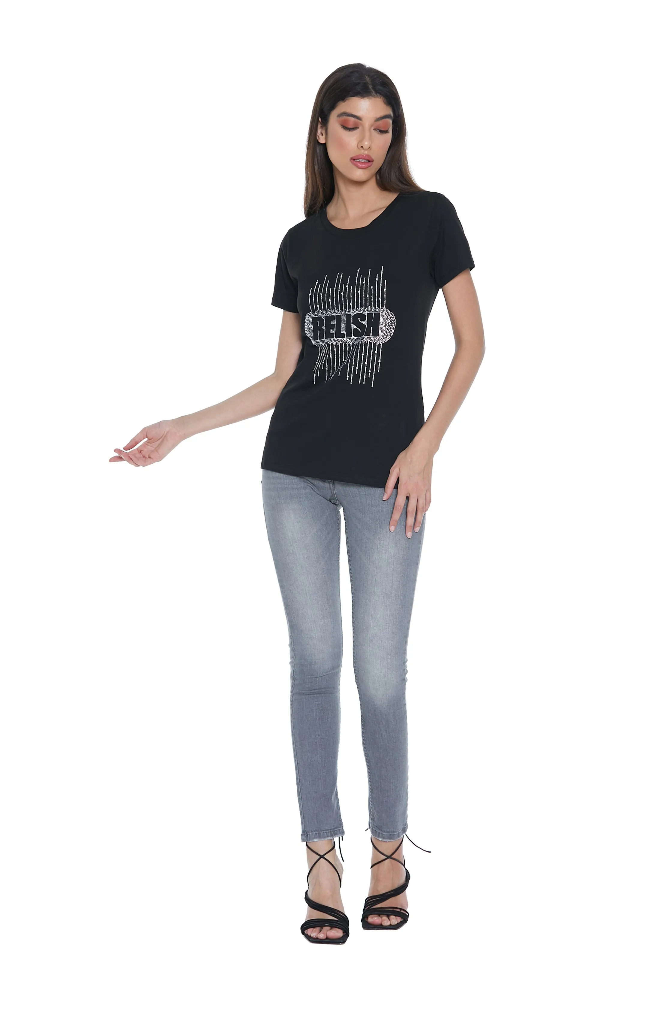 Jeans FLOORA_B push-up 5 tasche denim grey
