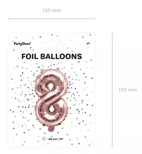 Palloncino metallico numero 8 oro rosa 35 cm