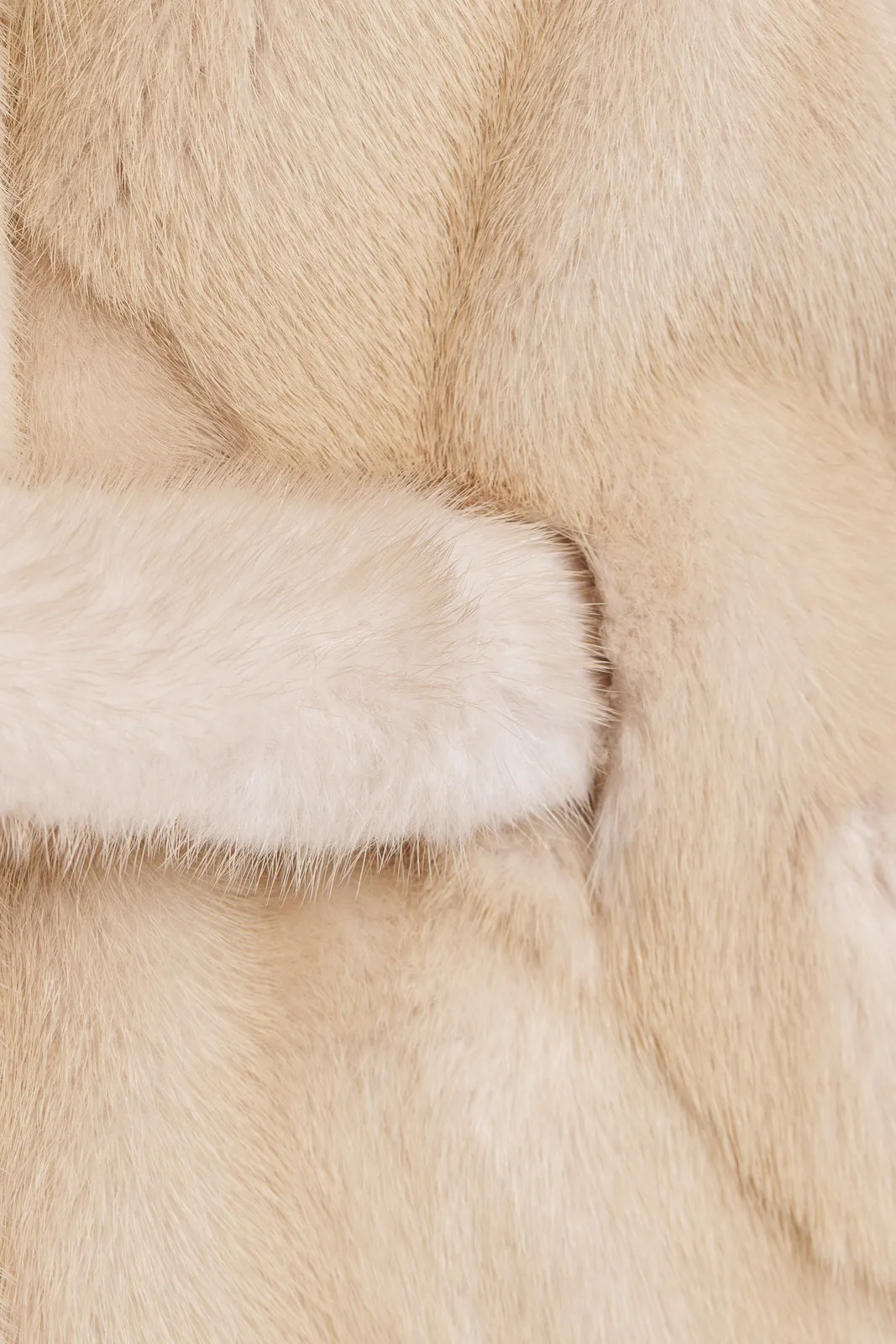 Pearl mink fur cape with red fox edged hood
