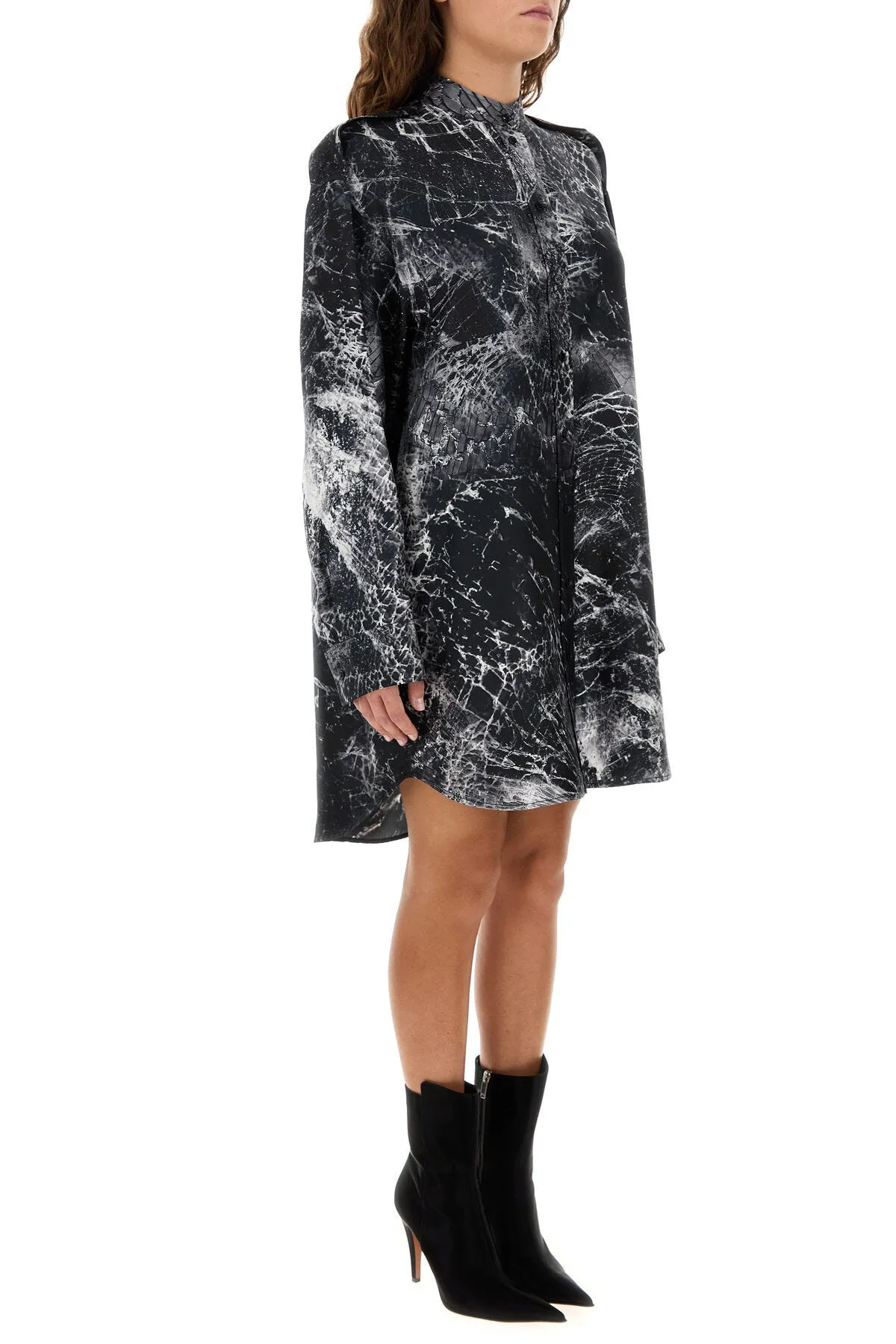 Printed silk shirt dress    