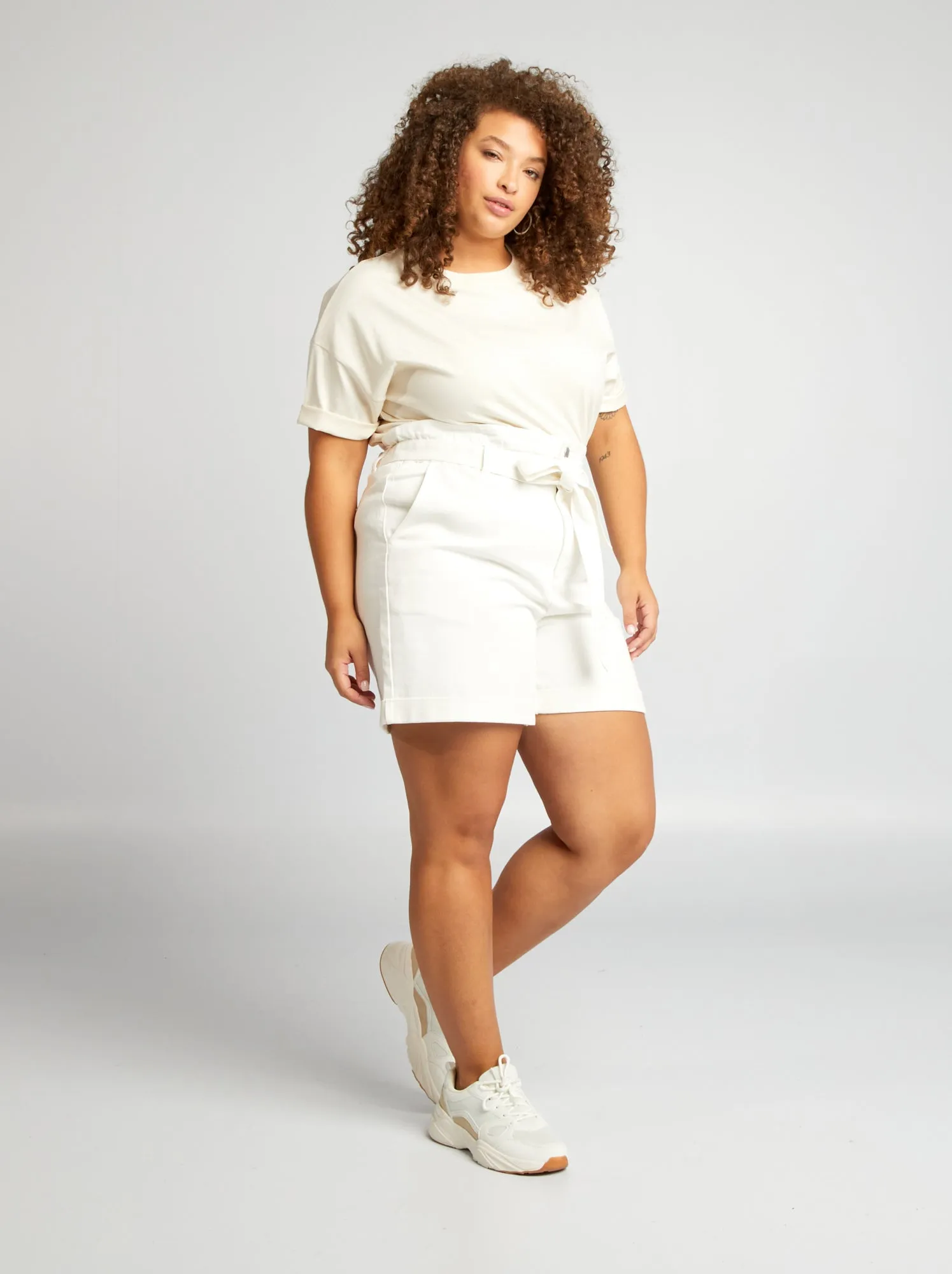 Shorts a vita alta - BIANCO