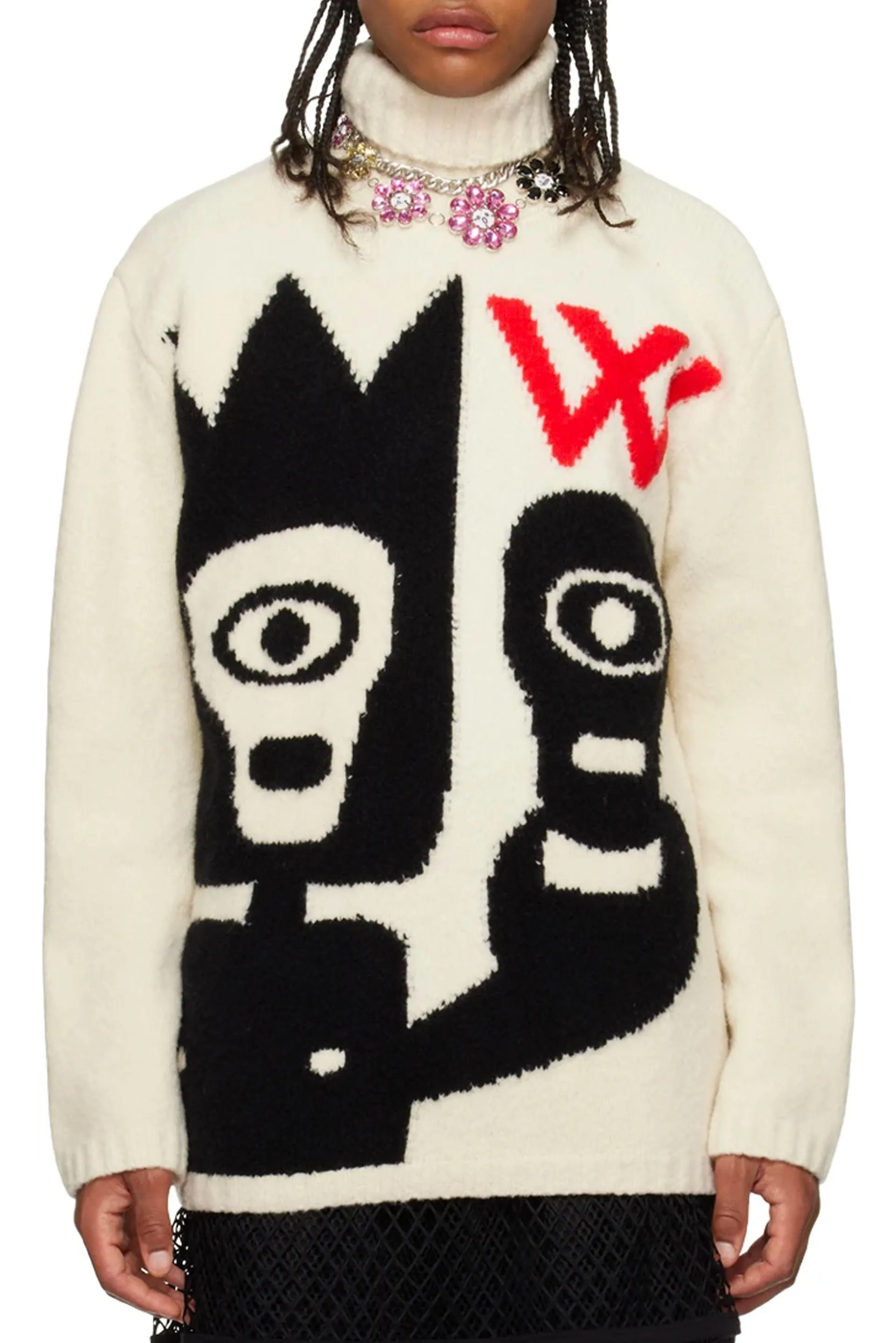 ----------Skull Knit Oversized High Collar Sweater In Comb.II---------