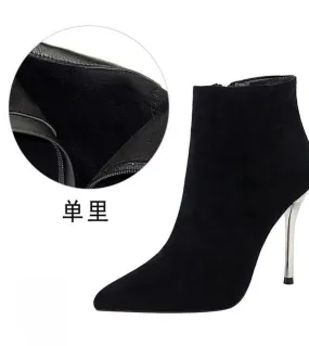 Stivaletti floccati alla caviglia Moda donna Punta a punta Tacchi sottili Scarpe con tacco alto Stivaletti invernali Scarpe da d