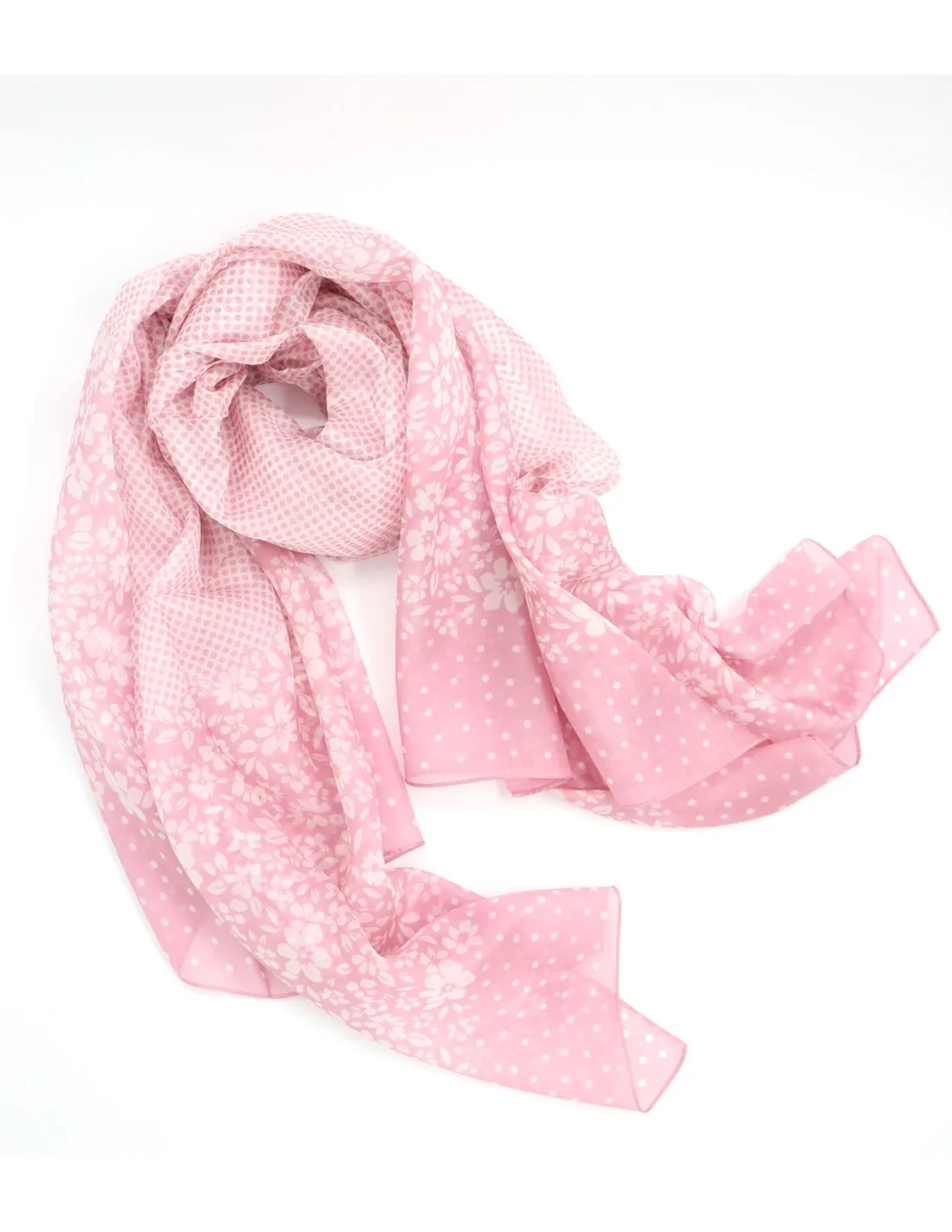 STOLA 180X110 CM IN PURA SETA CHIFFON "POIS"