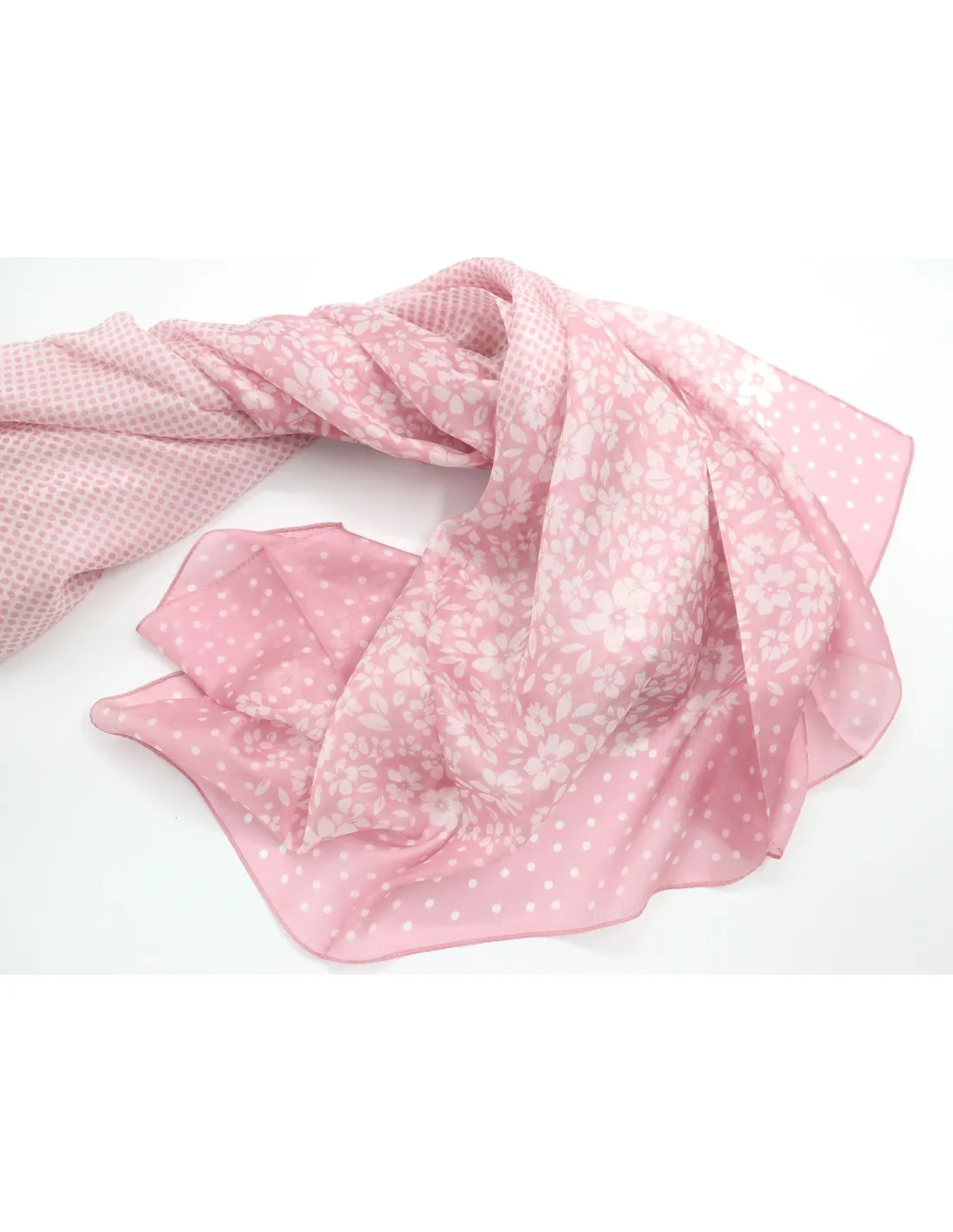 STOLA 180X110 CM IN PURA SETA CHIFFON "POIS"