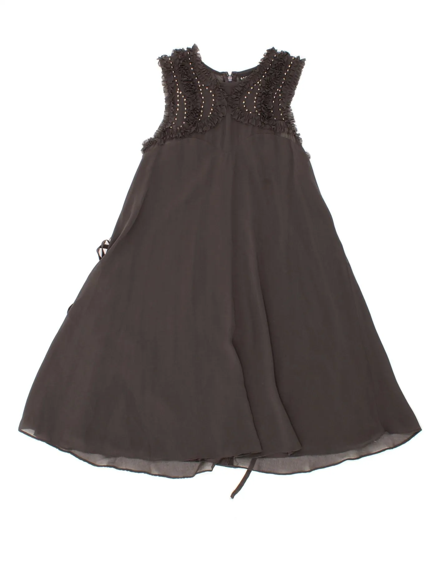 WAREHOUSE Womens Ruffle Sleeveless A-Line Dress UK 8 Small  Grey Polyester